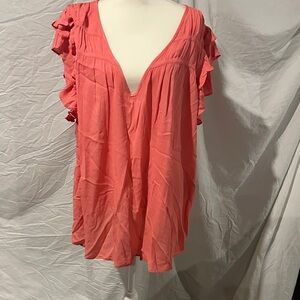 Torrid Coral Ruffle Sleeve Blouse